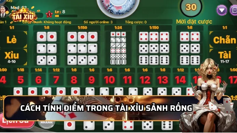 Hướng dẫn cách tính điểm trong Tài Xỉu Sảnh Rồng
